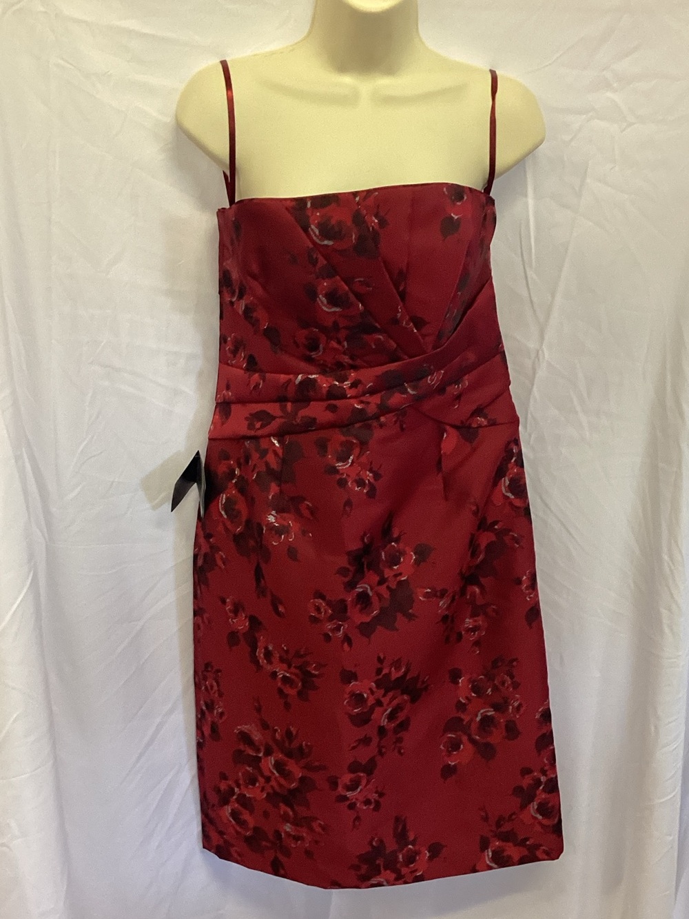 White House Black Market Red Floral Strapless Dress